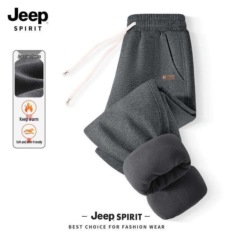 

JEEP SPIRIT Men s 2025 Fall/Winter Fleece-Lined Tapered Joggers 3XL