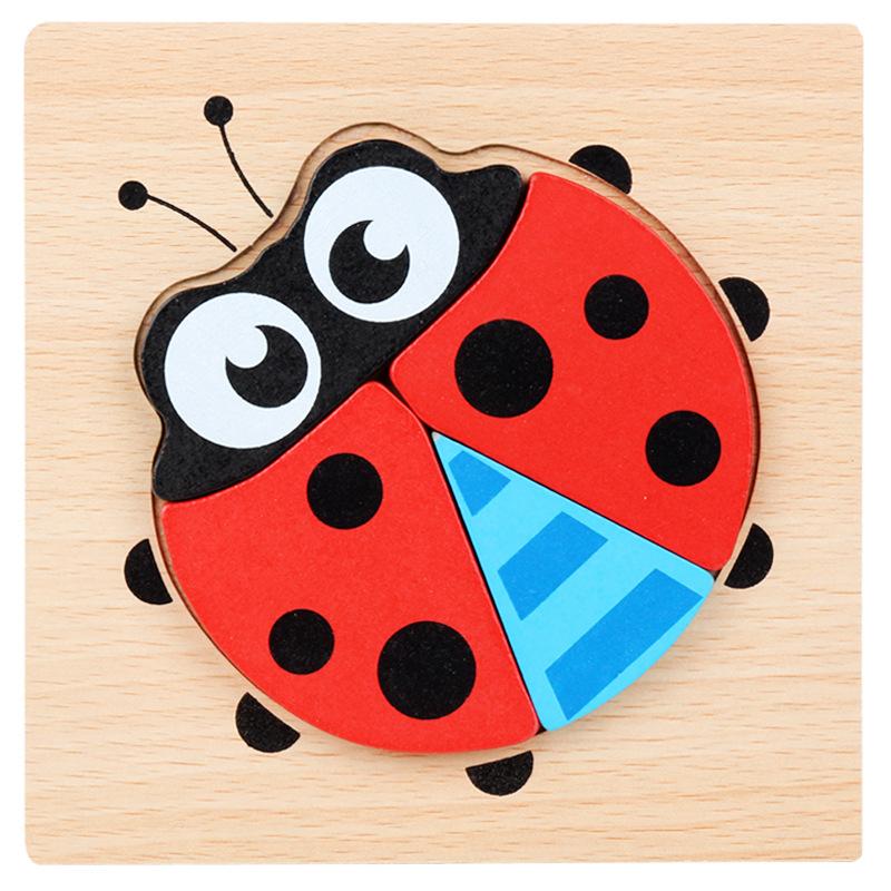 High Quality 3D Wooden Puzzles Educational Cartoon Animals Early Learning Cognition Intelligence Puzzle Game For Children Toys