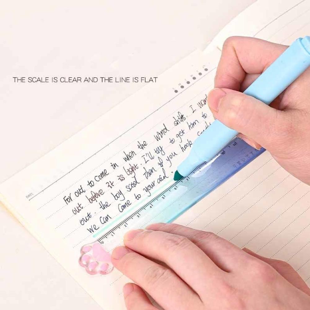 1 Piece Cute Kitty Cat Paw Straight Ruler Kawaii Stationery Funny Drawing Gift Korean Office School Measuring Drawing