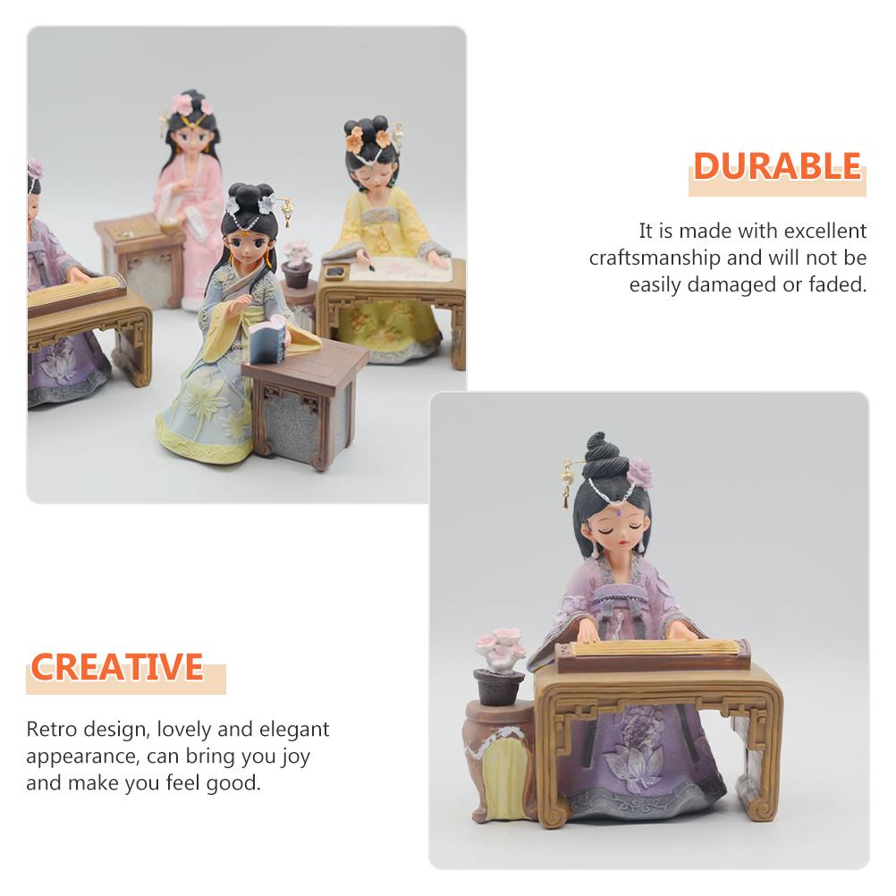 Girl's Hanfu Ornament Figurines Teen Gifts Statue Ancient Resin Chinese Style Adornment Decoration