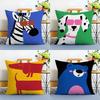 Cartoon Animal Pillow Case Anti-dustmite Pillowcase Invisible Zipper Silky Short Plush Sofa Cushion Cover