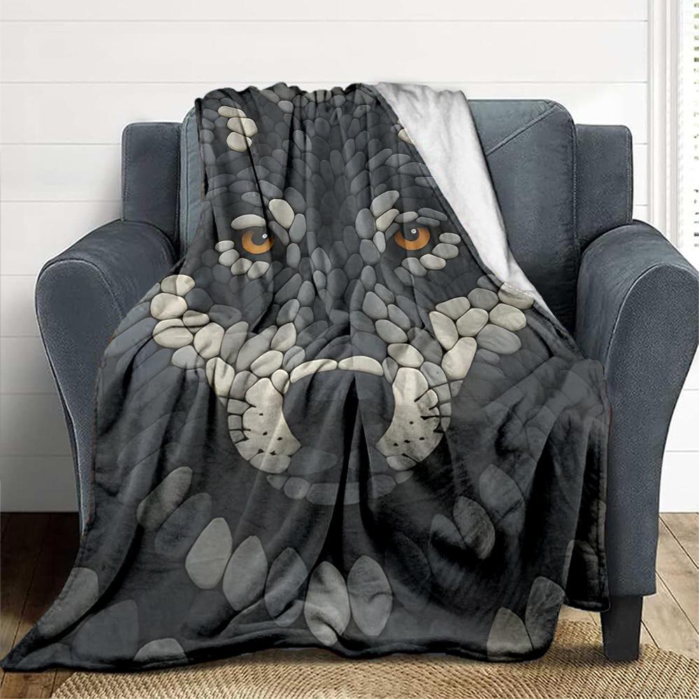 1pc Wolf Stone Blanket, Lightweight Flannel Throw Blanket For Sofa, Bed, Travel, Camping, Living Room, Office, Couch, Chair, And Bed