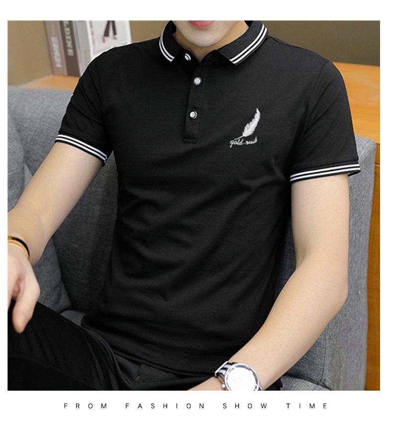 

Мужская рубашка поло Ice Silk с лацканами - молодежная, размер L, короткий рукав, облегающий крой 4XL (160-180 jin)