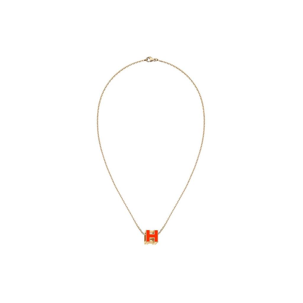 Hermes Cage DH Letter Pendant Alloy Necklace Women Necklace H143991F-86
