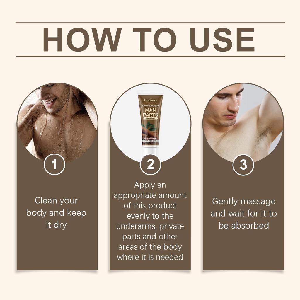 Men's Body Odor Control Cream - Gentle & Non-Irritating Daily Care for Comfortable Skin Protection