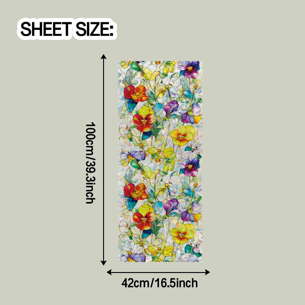 

Яркие цветочные украшения для дома из стекла Электростатическая бумага Лазерная резка Блестящие наклейки 42*100cm