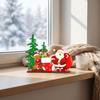 Easy Assembly Xmas Crafts Wooden Christmas Ornaments, Tabletop Decoration with Santa Claus Snowman Elk Reusable Festive Home Decor Designs for Holiday