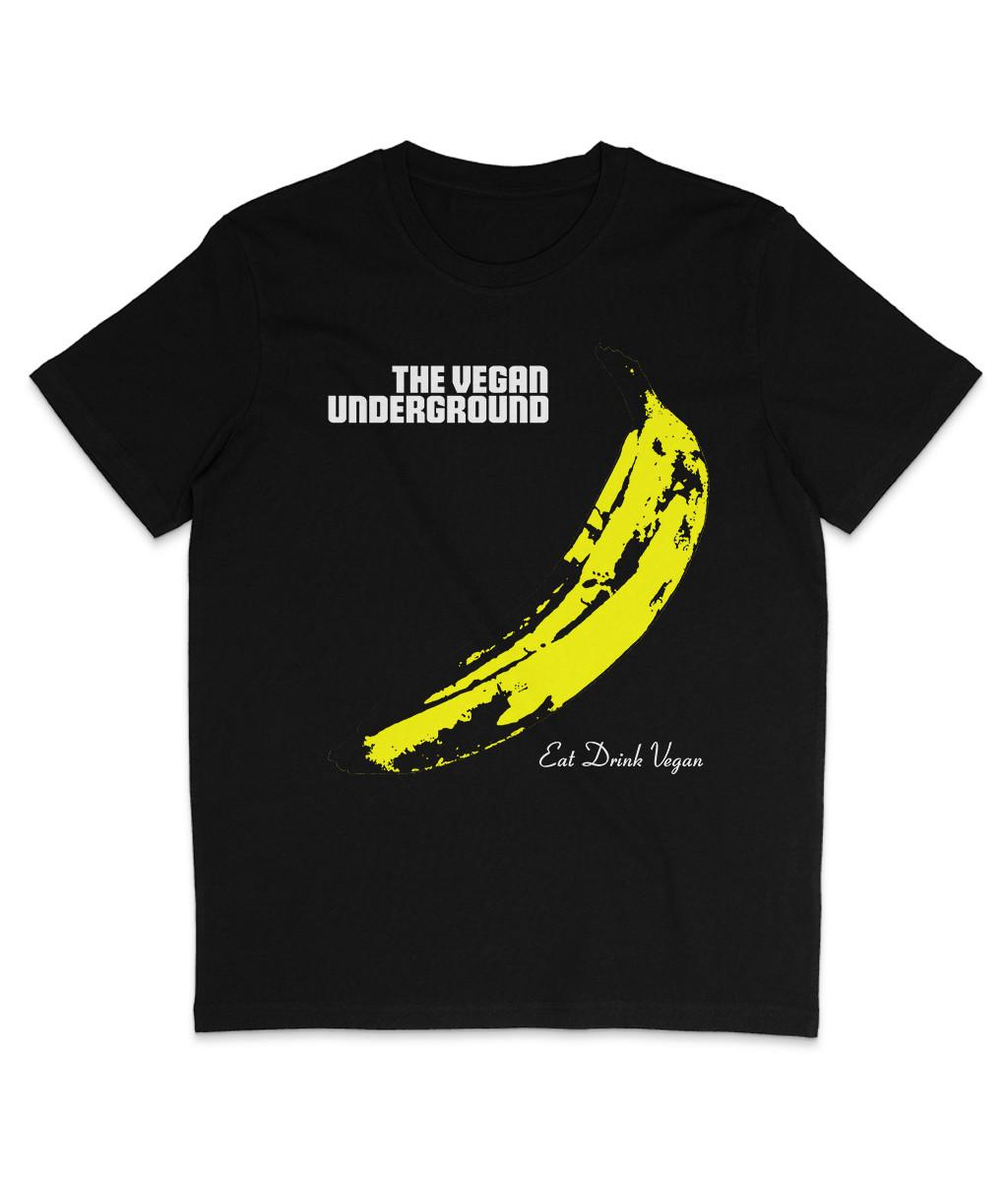 The Vegan Underground - Yellow Banana - White Text - Organic T-Shirt Mens Womens Tees Top - Velvet 4XL
