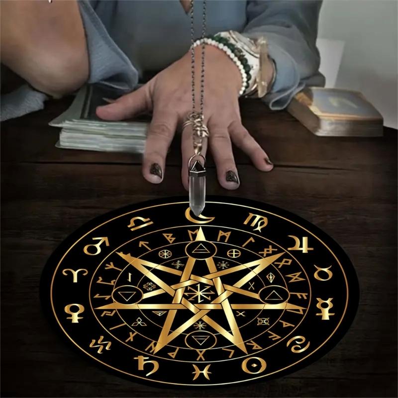 Dowsing Divinations Mat Pad Rune Pattern Astrology Pendulums Chart Mat Balancing Meditations Decoration Tarots Pad