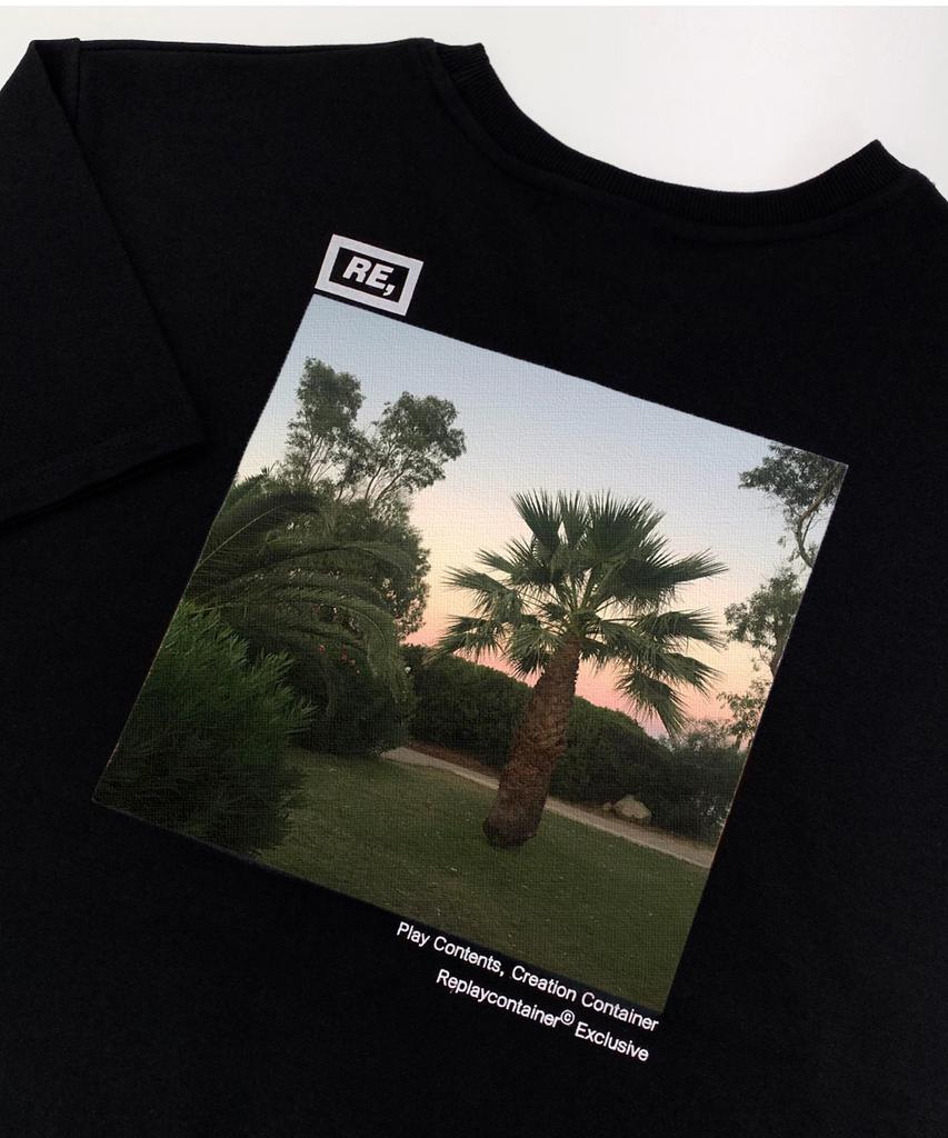 Lipeulleikeonteineo Re Square Black Campaign Half Tee (Hawaiian Sunrise)