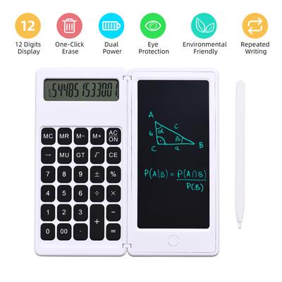 Skládací kalkulačka a 6palcový LCD psací tablet Digitální podložka na kreslení 12místný displej se stylusem