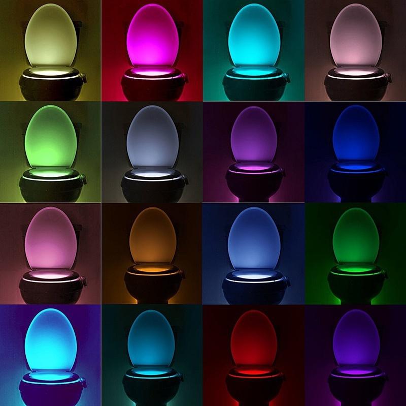 Toilet Night Light PIR Motion Sensing Automatic Toilet Night Light 8 Colors Toilet Bowl Lighting for Bathroom Washroom