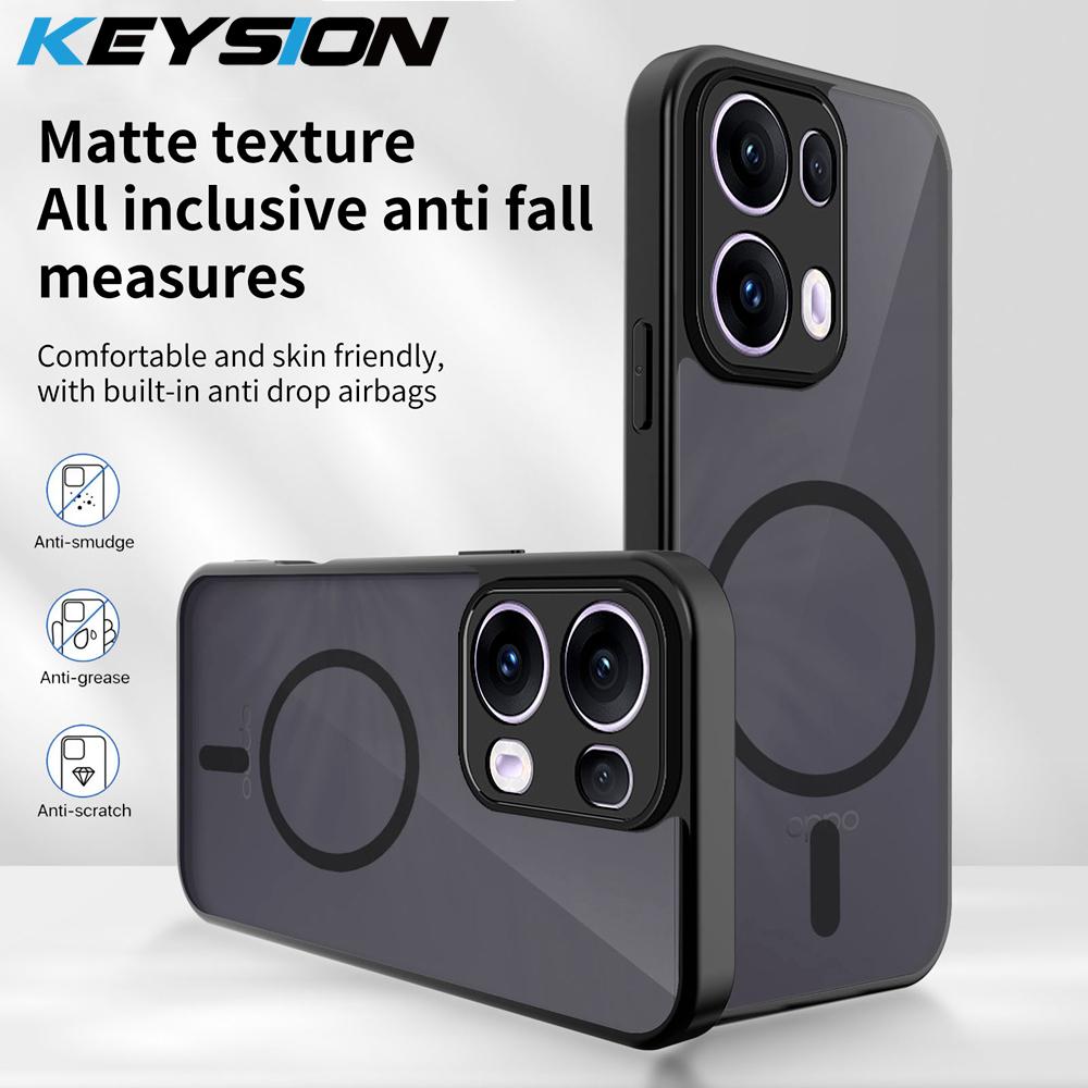 KEYSION Magnetic Phone Case for OPPO Reno13 13 Pro 5G Silicone+PC Matte Translucent Clear Shockproof Cover for OPPO Reno13 F 5G