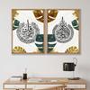 Modern Islamic Calligraphy Green Gold Leaves Poster, Wall Art, Canvas Painting, Prints, Picture, Living Room, Home Interior Deco