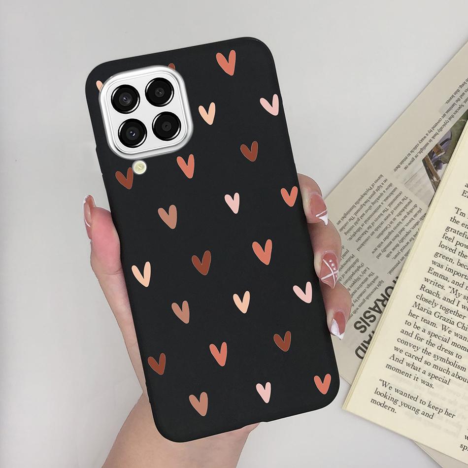 For Samsung Galaxy M33 5G Case Heart Cartoon Silicone Matte Shockproof Phone Cover For SamsungM33 GalaxyM33 M 33 Funda Shell TPU