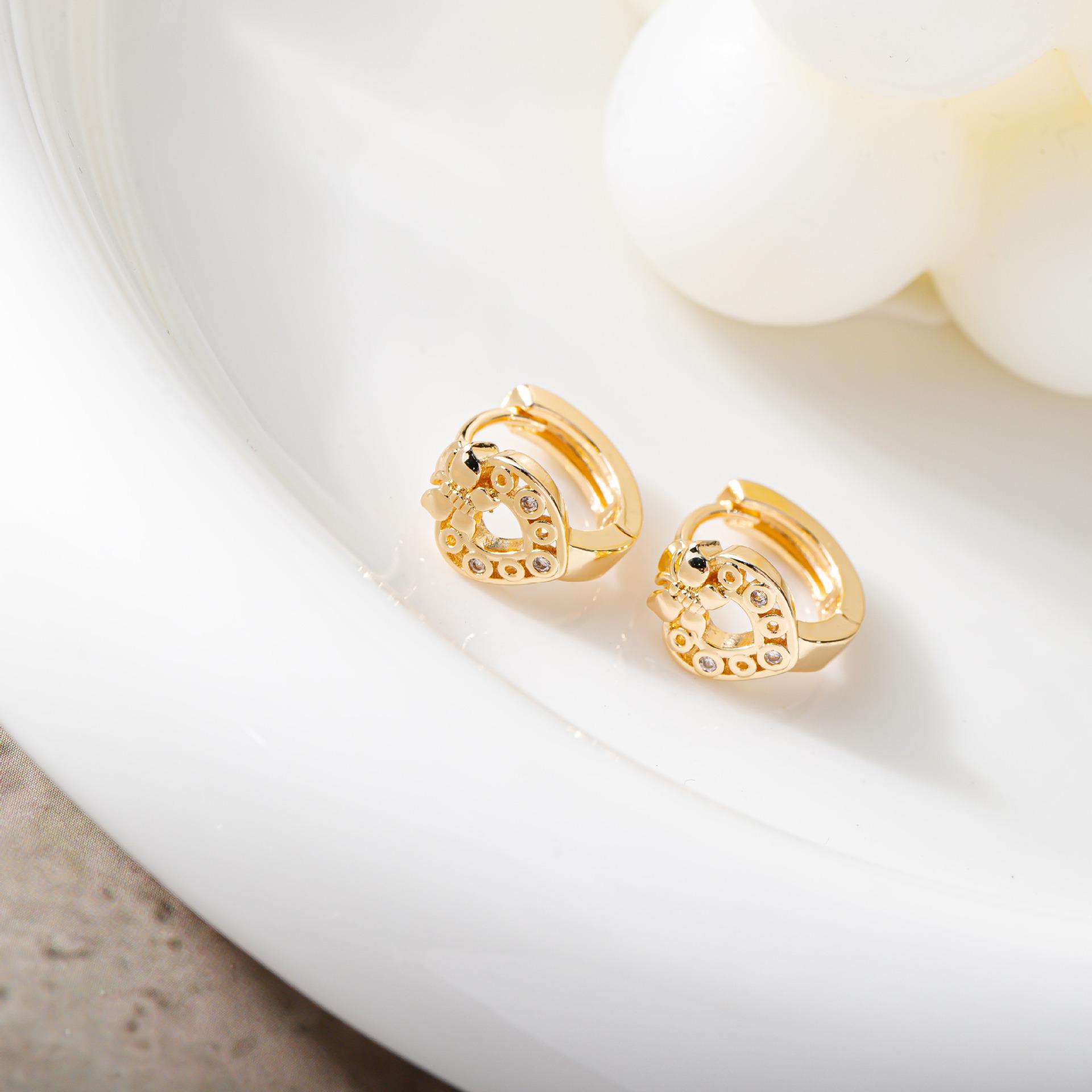 Gold Butterfly Heart Hollow Earrings