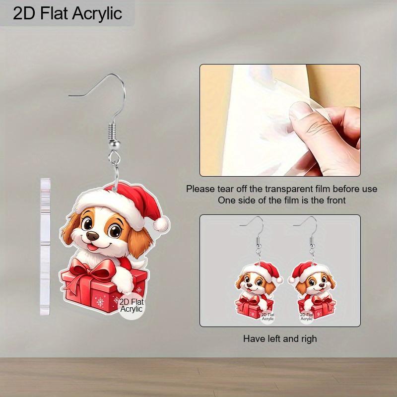 Christmas Gift-Animals Collection Acrylic Women's Fashionable Drop Earrings, Cute Cat & Dog Shape Designed Earrings for Women's Daily Wear
