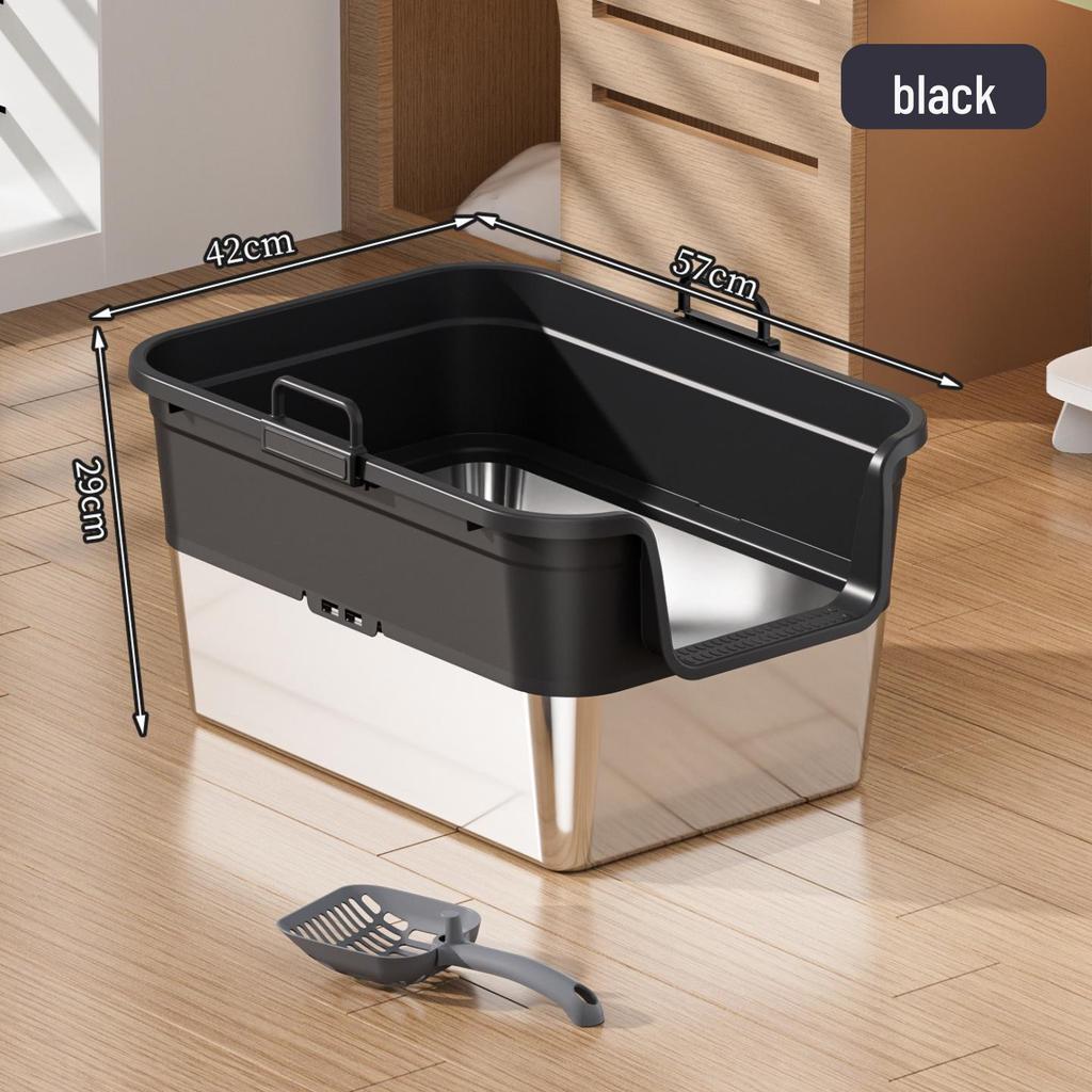 Odor-Proof Stainless Steel Enclosed Cat Litter Box with Anti-Splash Top Entry