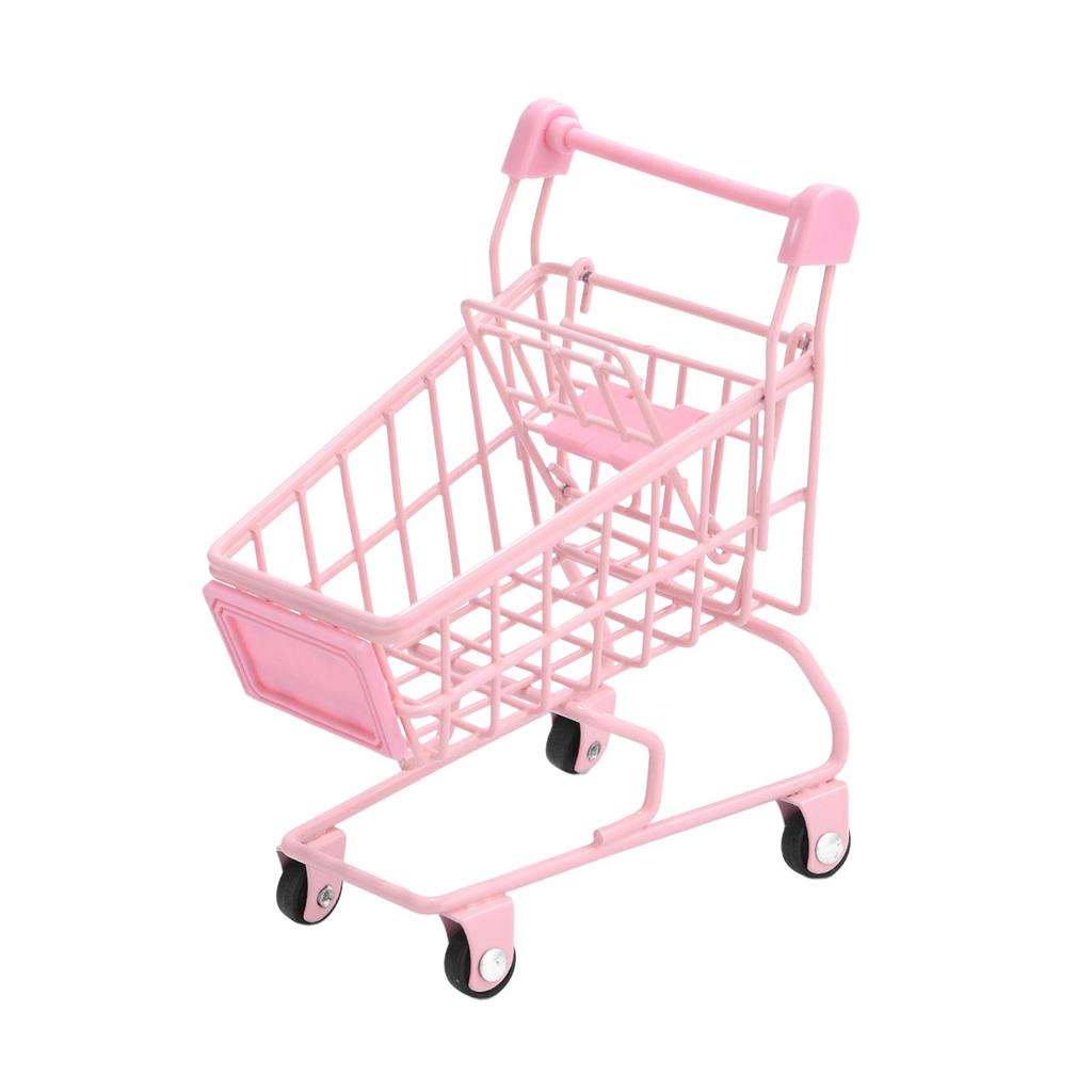 Mini Shopping Cart Model Stationery Play House Toys Dollhouse Furniture Container Storage Box for Office Home Accessories