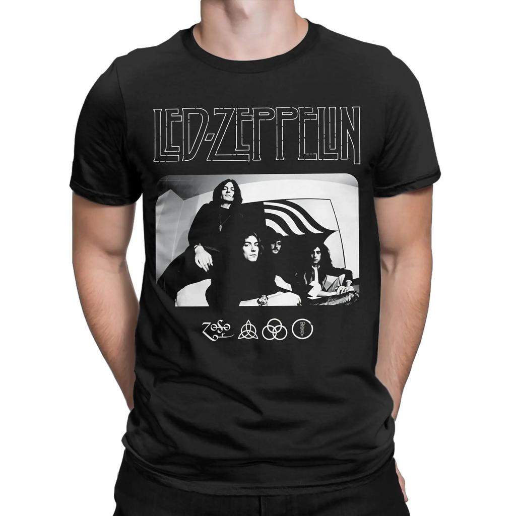 The Mother Ship Led Zeppelin T-Shirt Beach  100% Cotton T-Shirts For Men Casual Tee Shirt Short-Sleeve Streetwear Tops