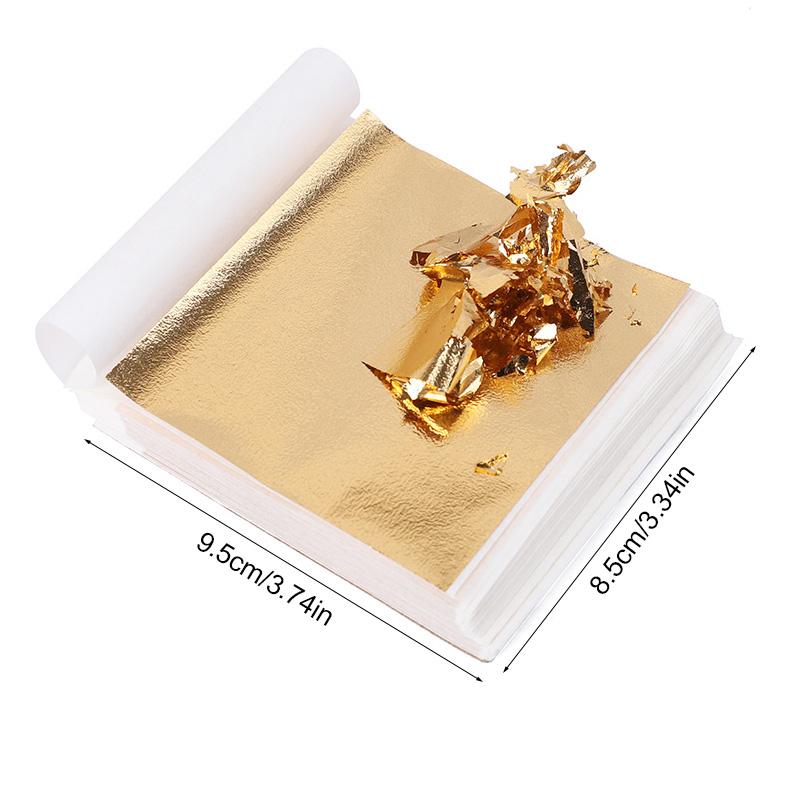 100Pcs Imitation Gold Foil Paper Leaf Sheets for Gilding Funiture Lines Wall Craft Home Decoration Wedding Party Gift DIY Nail