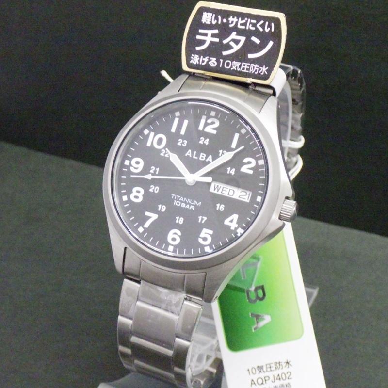 Special Brand New SEIKO ALBA AQPJ402 Titanium 10 ATM Water Resistant Military Watch for Men Price! Day-Date