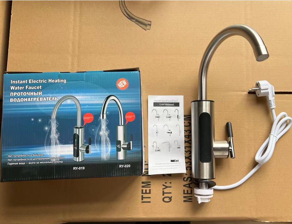 Stainless Steel Electric Instant Hot Water Faucet with Digital Temperature Display for Dual Cold/Hot Use