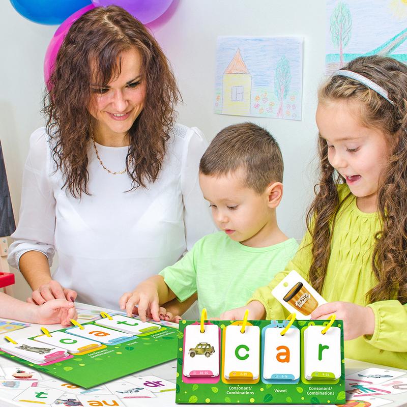 Kids Cvc Words Flashcards Phonics Flip Chart Word Builder Sight Words Activity Learning Tool Speech Therapy Special Education