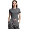Fila Hvid Mode Klassisk Simpel Grundlæggende Trendy Afslappet Komfortabel Smal Pasform Strikket Kortærmet T-shirt Dame T-shirt Himmelgrå F11W623121FGY