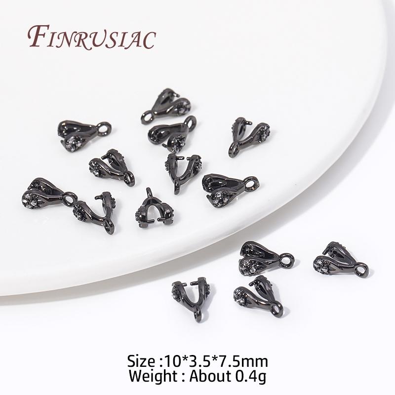 Multi Types 18K Gold Plated Inlaid Zircon Beila For Pendants,Pinch Clip Bails For Crystal Agate Jewelry Making,Pendant Connector