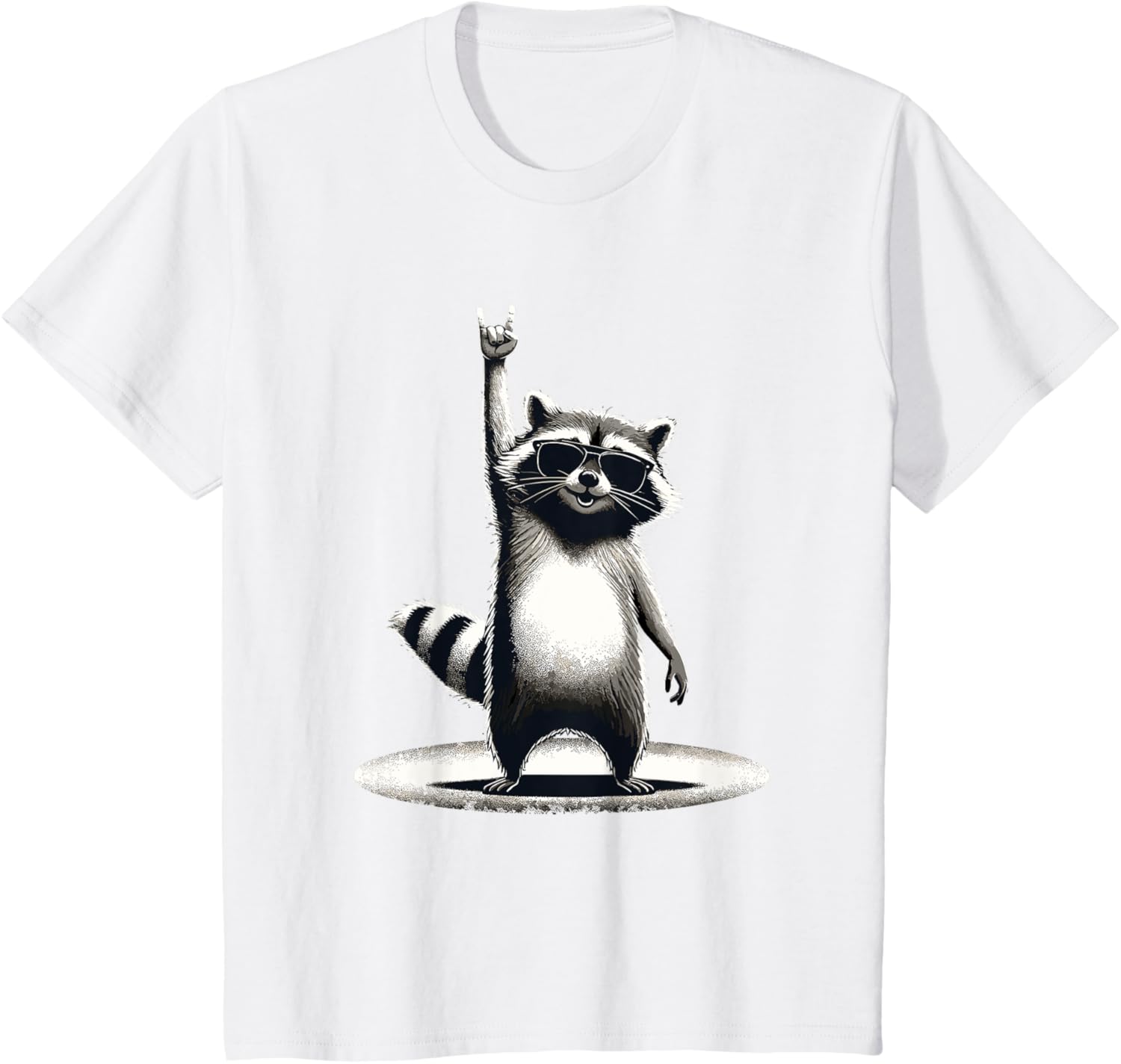 

Retro Raccoon Rock Music Parttern Print Women Funny Raccoon T-Shirt Custom Printed Graphic T Shirts Funny Casual Clothing S