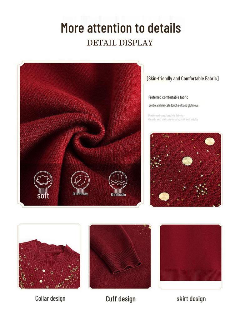 2024 Winter Fleece One-Piece Base Layer: Warm Fashion Sweater for Middle-Aged and Elderly Women