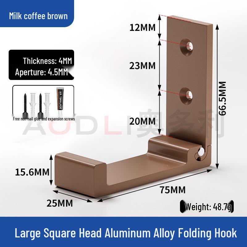 Schwarzer Wandmontierter Klappmantelhaken aus Aluminiumlegierung - Stanzfrei, Solider Einzelhaken