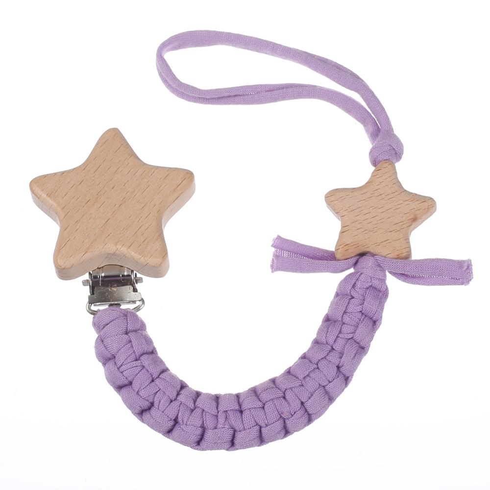 Baby Beech Wood Pentagram Pacifier Clip Handmade Woven Cotton Soother Nipple Chain For Baby Nursing Teether Chewing Toys Gift