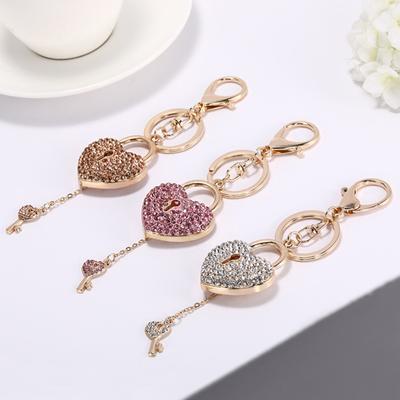 Crystal Rhinestone Heart Shape Tassels Car Keyring Bag