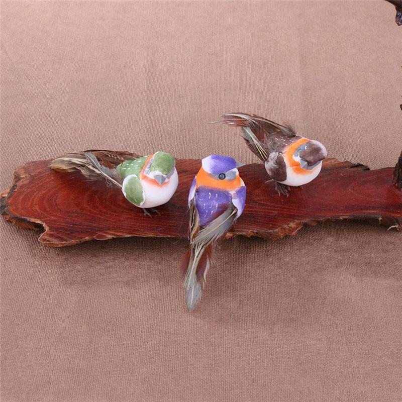 12pcs/Set Simulation Feather Birds Models Fake Artificial Foam Animal Wedding Home Garden Figurine Ornament Miniature Decoration