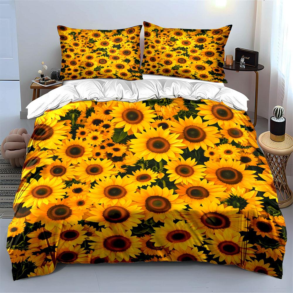 Sunflower Pattern Three-Piece Set Multiple Sizes Kid'S And Adults' Bedroom Exquisite 3Pc Bedding Set, Gift