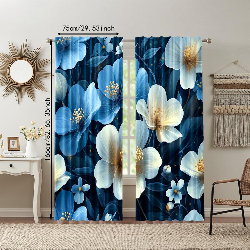 2 pcs   versatile polyester transparent curtains for home decoration Flower for use in bedrooms and living rooms