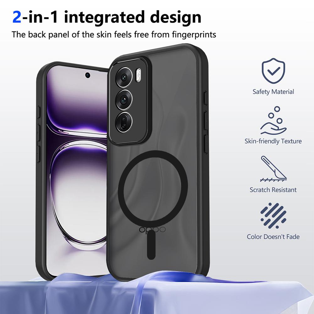 KEYSION Magnetic Phone Case for OPPO Reno12 Pro 5G Silicone+PC Matte Translucent Clear Shockproof Back Cover for OPPO Reno 12 5G