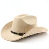 Classic simple belt, western cowboy hat, woolen jazz top hat, men's and women's ethnic style autumn and winter felt hat, big eaves hat
