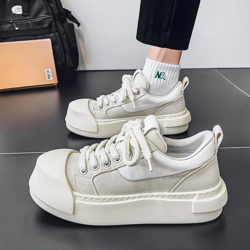 Luxurious Low-Top Men's Shoes Versatile Fashionable Casual Daily Thick Bottomed Shoes Comfortable Canvas Slip-On Adults Footwear