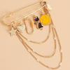 Multi-element yellow smiley face fringed pendant brooch accessories, punk temperament pendant