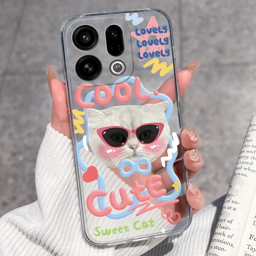 Suitable For Oppo Find X9 X7 X5 Pro X3 X2 Reno11 12 Pro Phone Cover Cute Panda Rabbit Pattern Transparent TPU Dustproof Protective Case For Oppo Shell