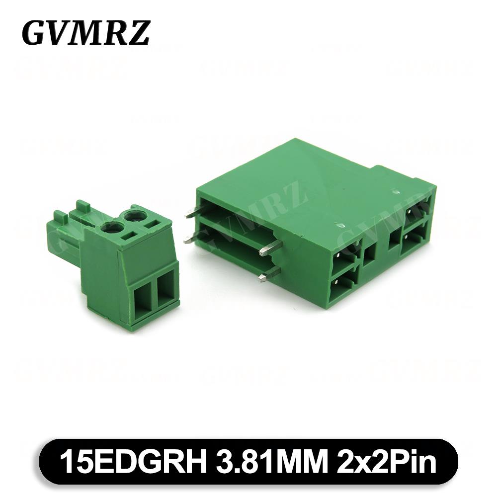 5Set 15EDG KF15EDGRH 3.81mm 2x2 ~ 2X12 pin Double row pluggable terminal block PCB welding plate Plug + Pin Socket