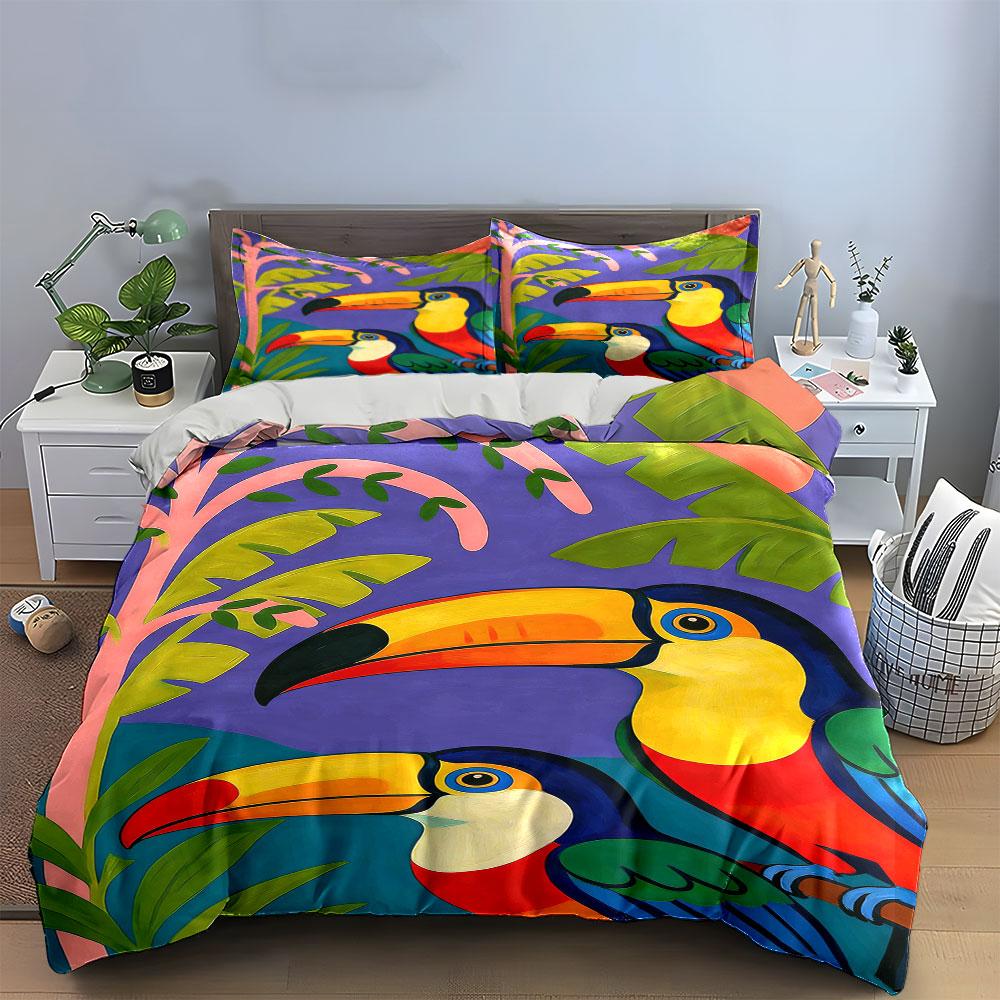Colorful Toucans and Foliage. Bedding Sets Duvet Cover Sets Duvet Covers Pillowcases(1* Duvet Cover 2* Pillowcases Without Duvet Insert)