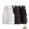 Winter new women's fashion cotton clothes vest cotton vest hooded quilting down cotton vest outer wear