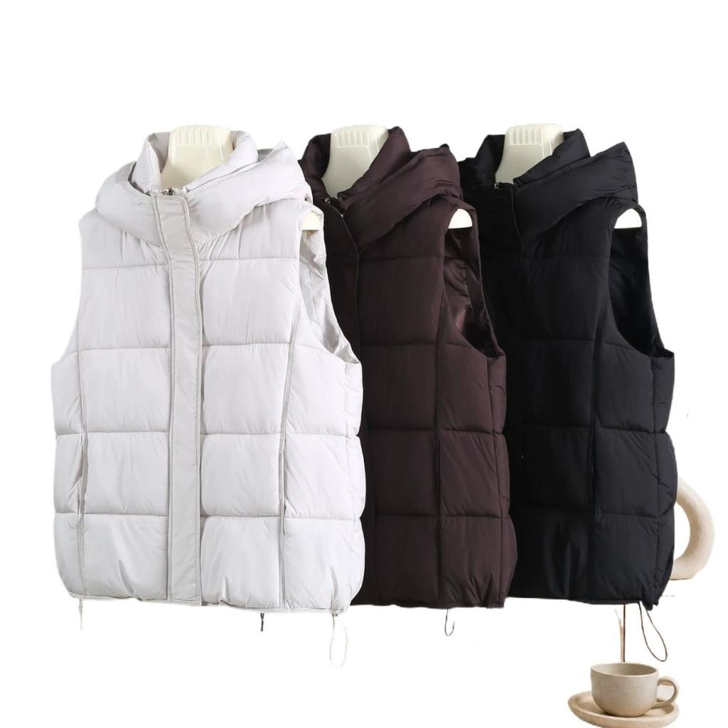 Winter new women's fashion cotton clothes vest cotton vest hooded quilting down cotton vest outer wear