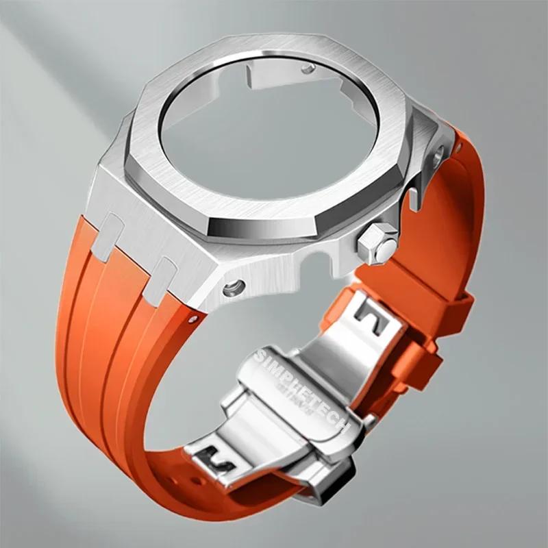 Mod Kit GEN4 Gen5 GA2100 Metalen Bezel voor G Shock Casioak Modificatie 4e Generatie Rubber&Staal Horlogekast Band GA-B2100 2110 For GA2100 2110