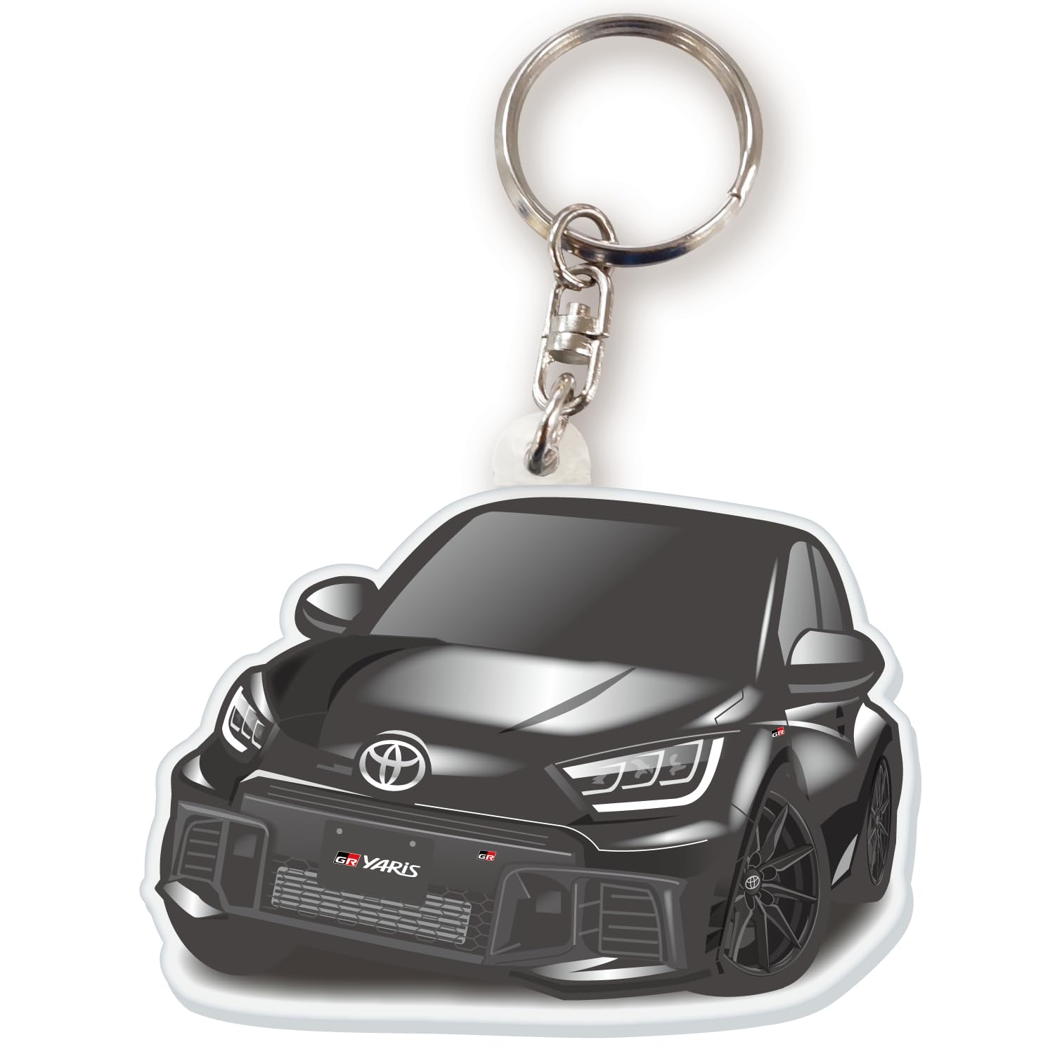 Jeep Center GR Yaris (2024) Acrylic Car Key Holder, Toyota Licensed Product, precious black pearl W65xH45mmxD7mm чёрный