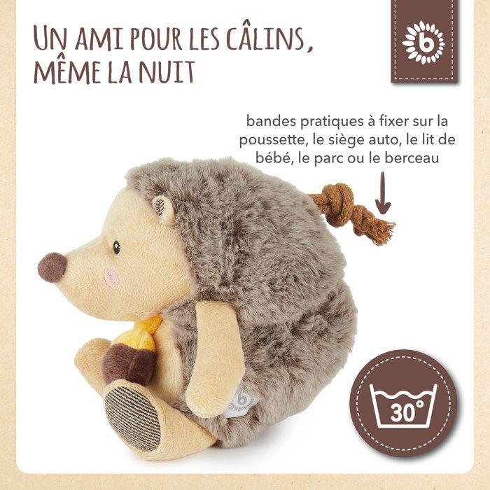 Boîte à musique pour bébé - bieco - hérisson - 20 cm - berceuse de brahms - marron